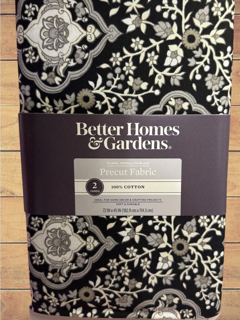 Better Homes & Gardens Black Floral Medallion Precut Fabric